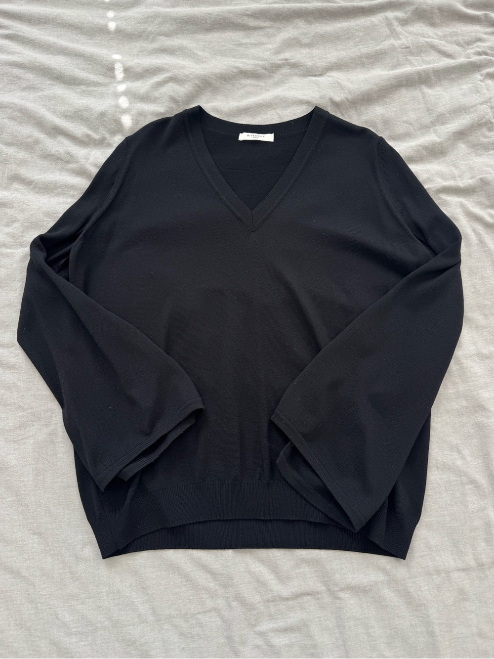 Givenchy V-Neck Sweater w/ Cape Style Slit Sleeves | 100% Wool & Made in Italy